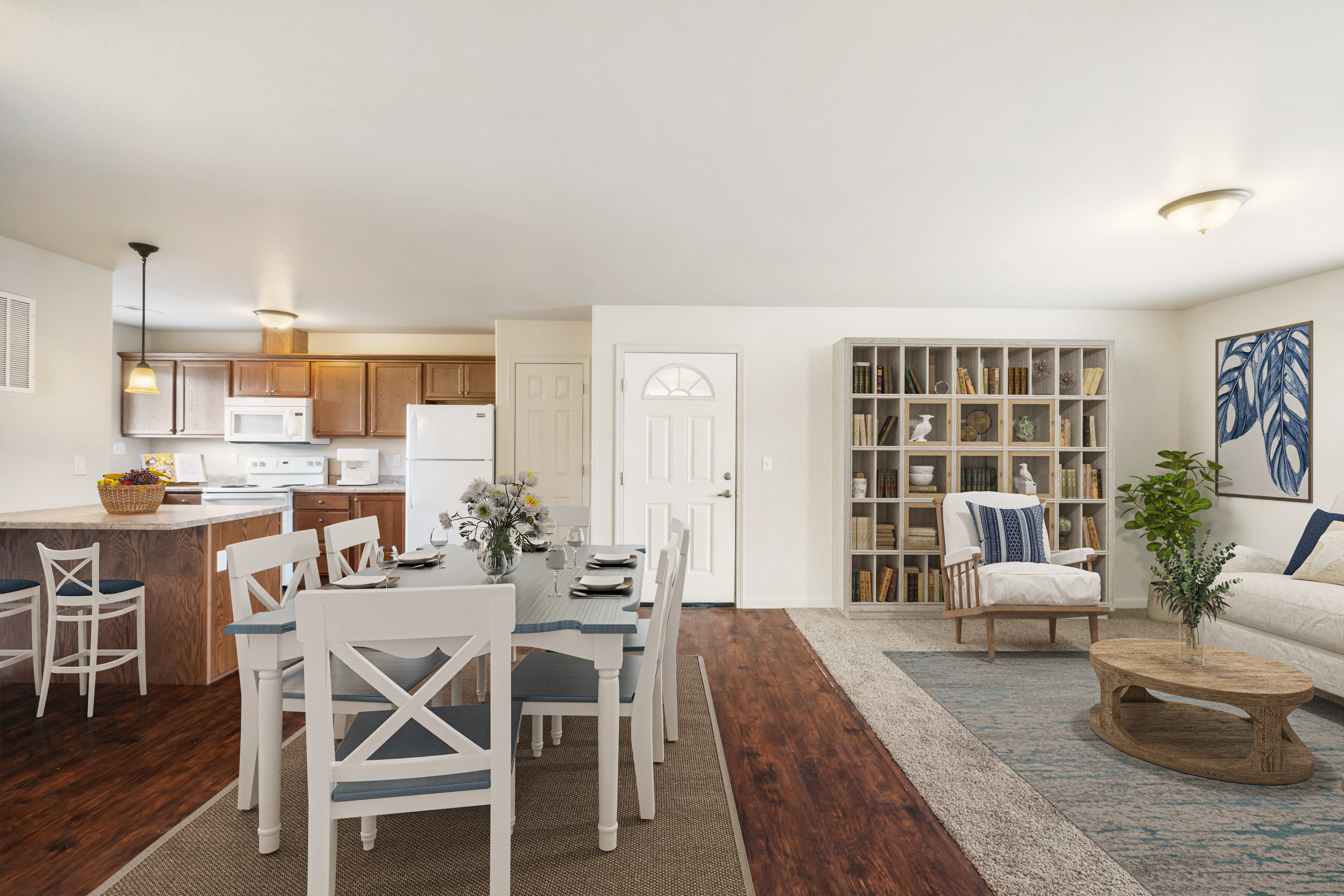 a living room and dining room with a table and chairs at Pine Tree Park, Washington, 99337
